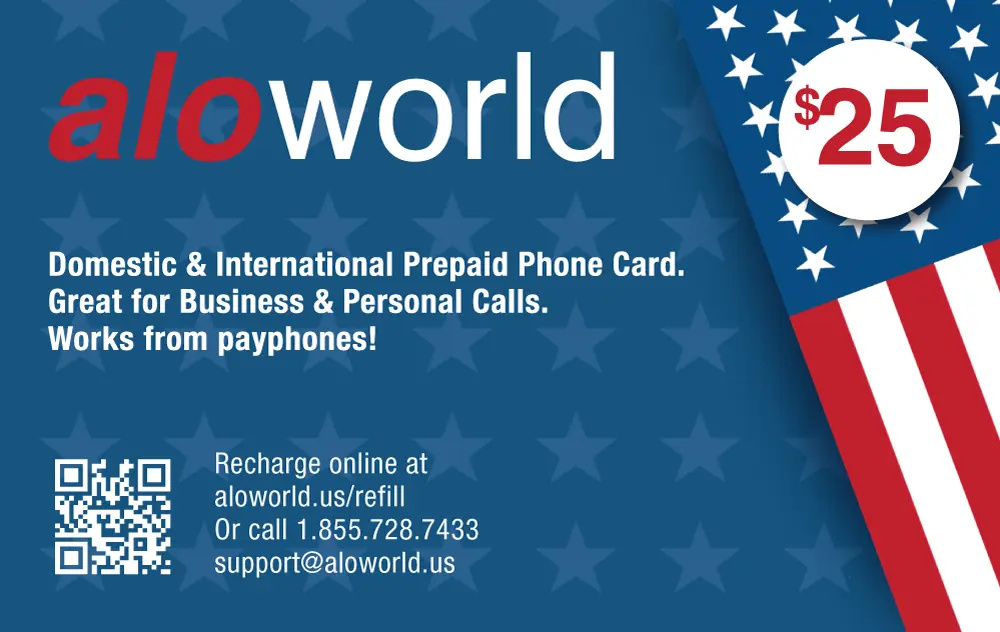Alo World $ 25 Calling Card for Domestic and International Calls