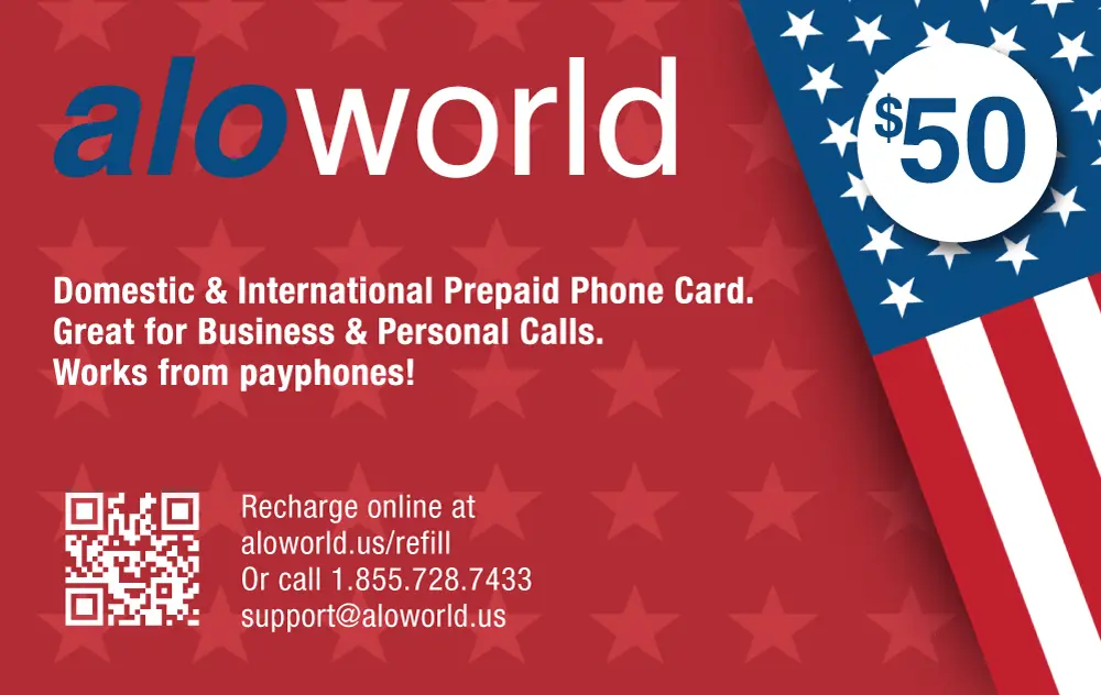 Alo World $ 50 Calling Card for Domestic and International Calls