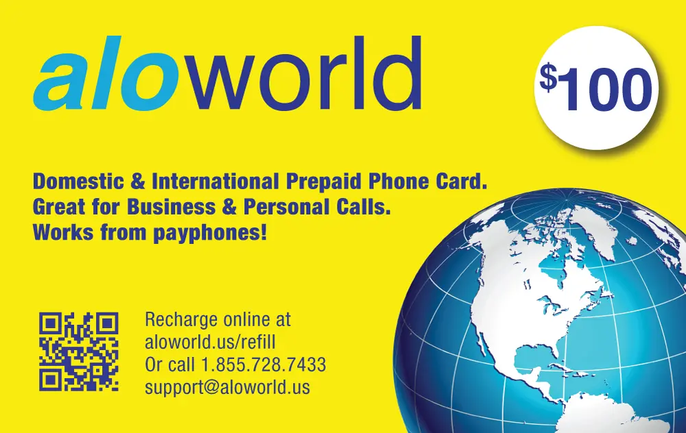 Alo World $ 100 Calling Card for Domestic and International Calls