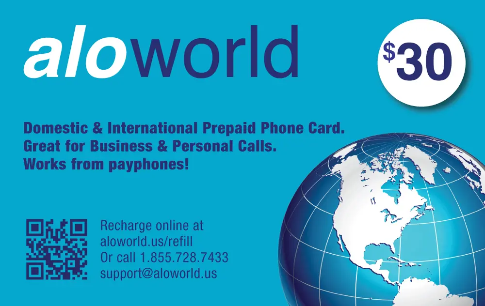 Alo World $ 30 Calling Card for Domestic and International Calls