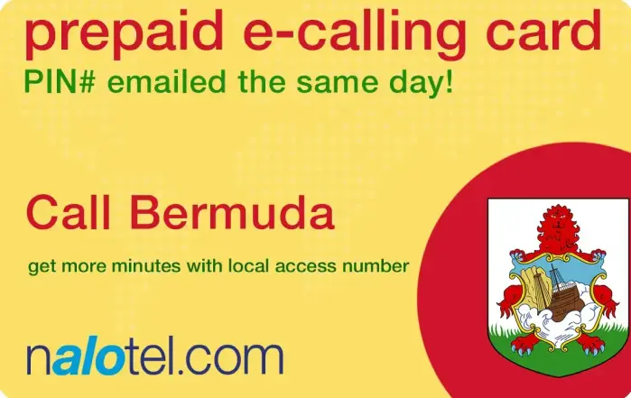 Nalotel Bermuda calling card for affordable international calling from USA and Canada