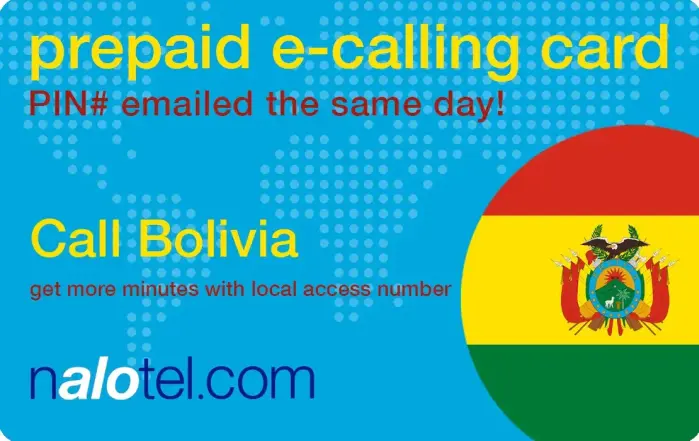 Nalotel Bolivia calling card for affordable international calling from USA and Canada