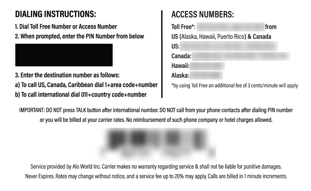 Nalotel Paraguay Calling Card Instructions
