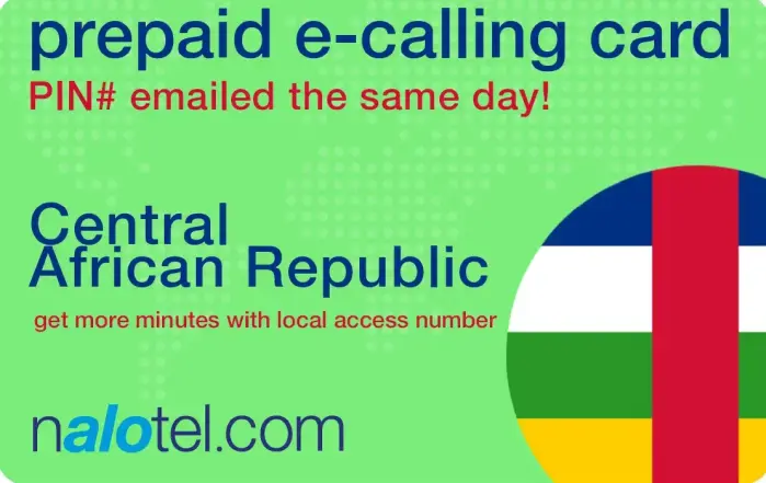 Nalotel Central african republic calling card for affordable international calls from USA and Canada