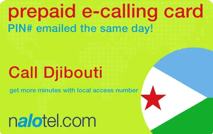 Nalotel Djibouti calling card for affordable international calls from USA and Canada