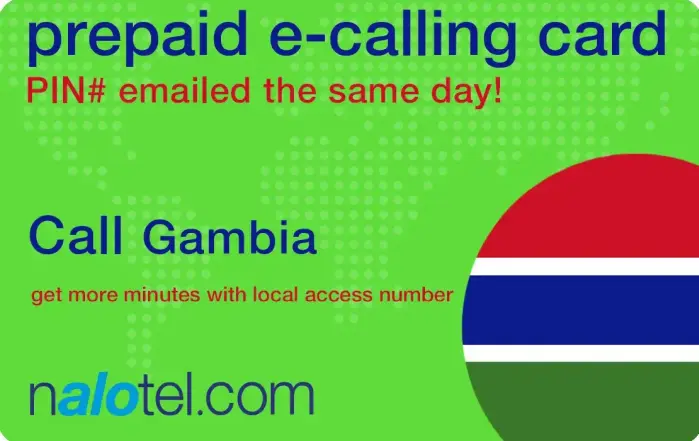 Nalotel Gambia calling card for affordable international calls from USA and Canada