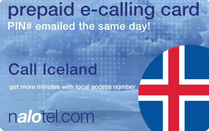 Nalotel Iceland calling card for affordable international calls from USA and Canada