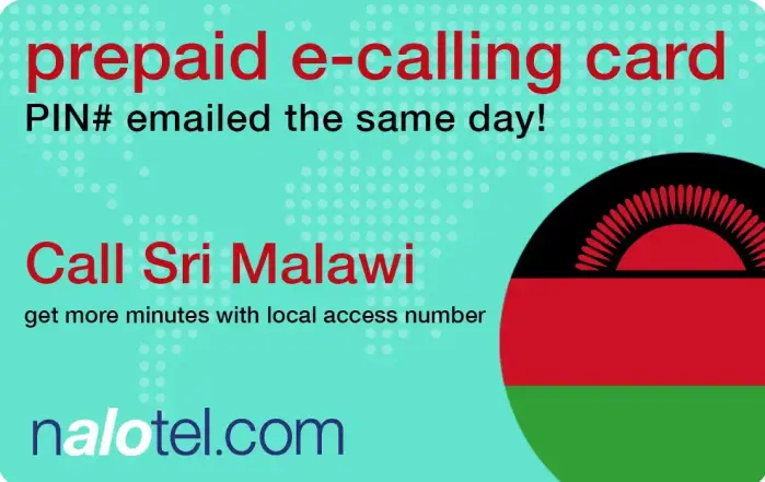 Nalotel Malawi calling card for affordable international calls from USA and Canada