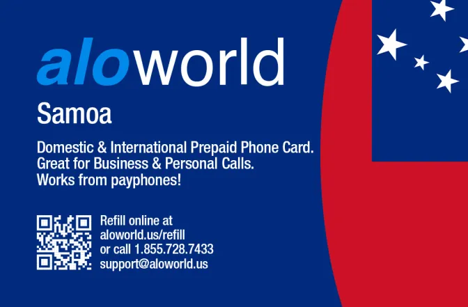 Aloworld samoa Calling Card. Call samoa from USA & Canada