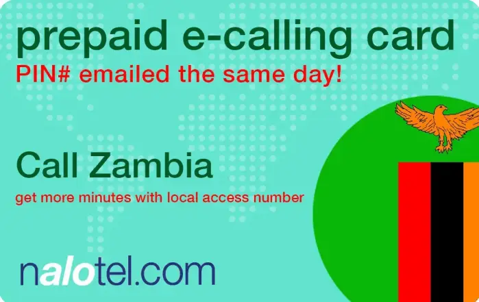 Nalotel Zambia calling card for affordable international calls from USA and Canada